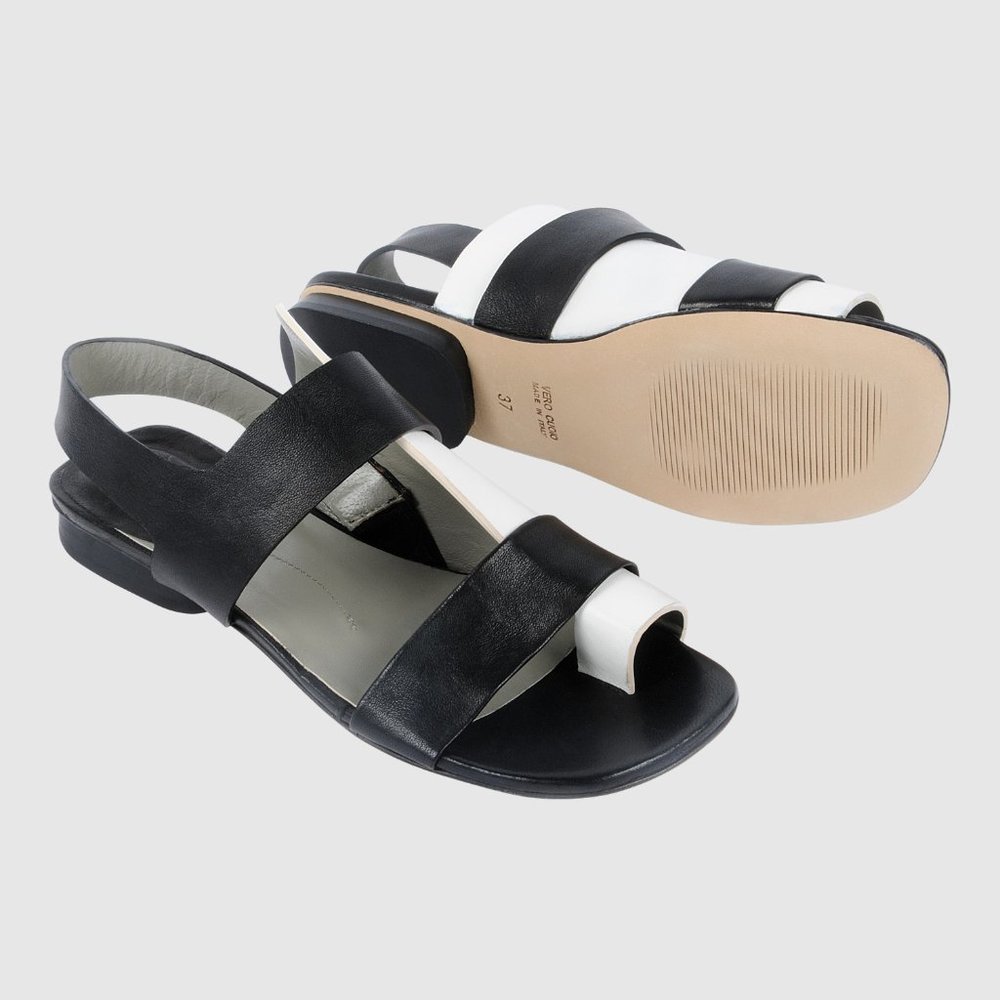 Ixos Black & White Handcrafted Leather Sandal - Picture 4 of 5